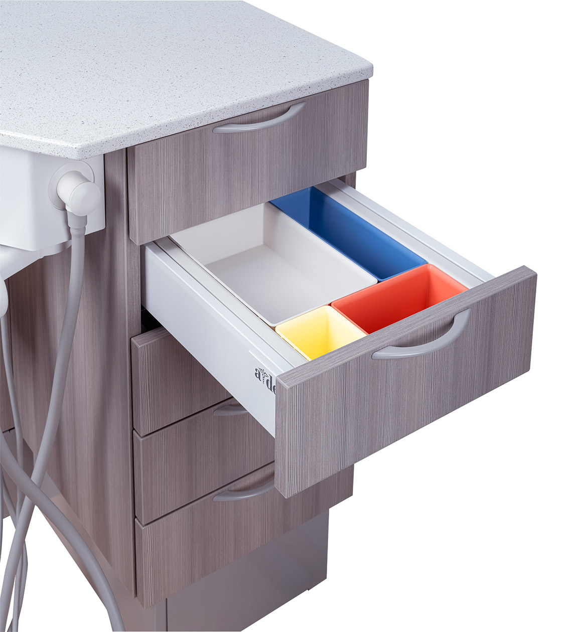 Pull-out drawers on the A-dec Inspire 397 specialty workstation