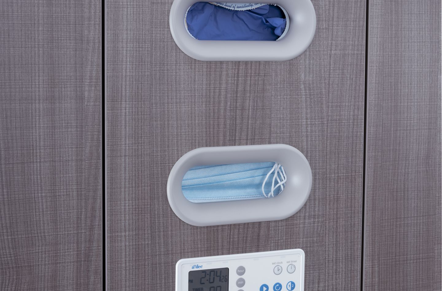 A-dec Inspire 391 hygiene console glove and mask dispensers