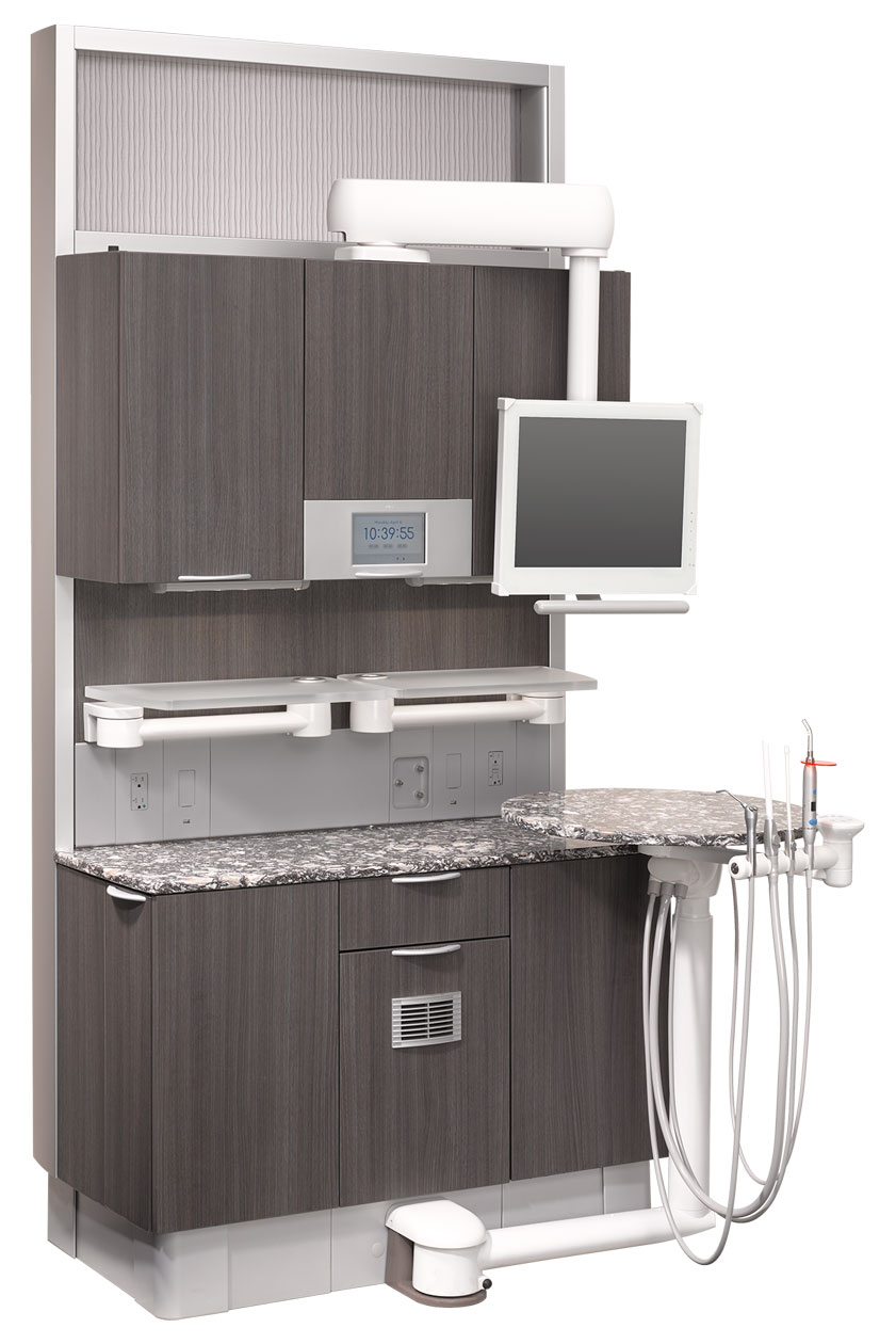 A-dec Inspire 591 treatment console featuring monitor mount and delivery system