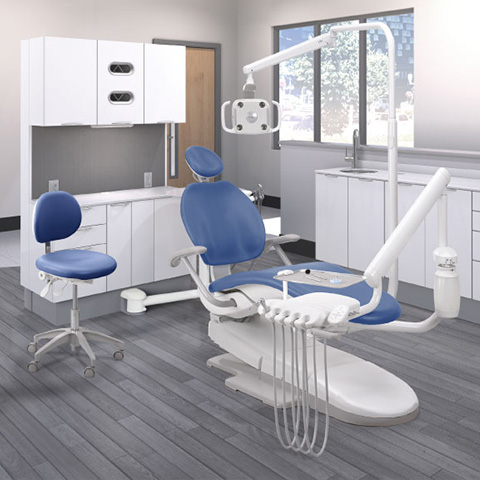 Pacific A-dec dental chair in dental operatory