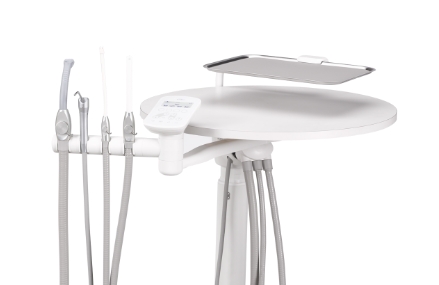 A-dec 300 Pro dental delivery system with telescoping assistant's instrumentation