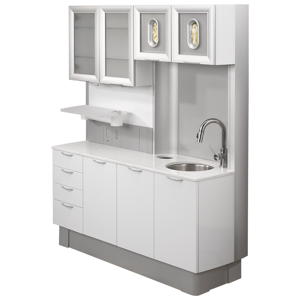 A-dec Inspire dental cabinets treatment console with infills
