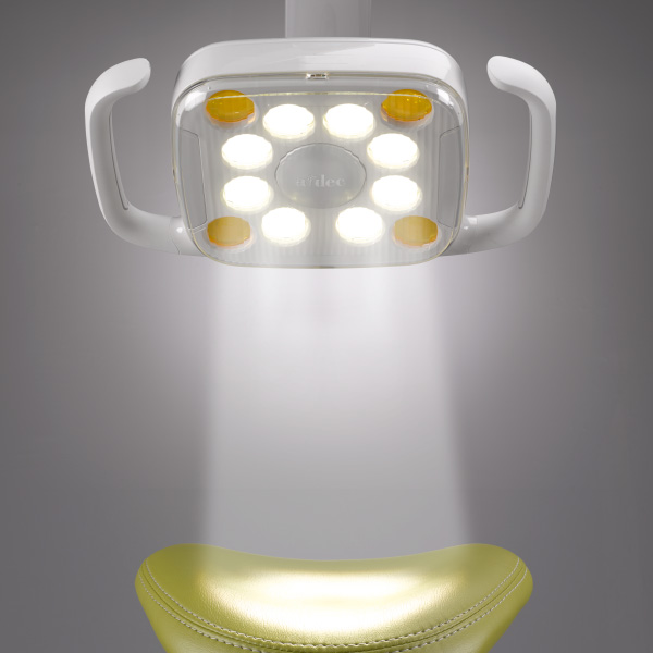 A-dec 500 LED dental light with stadium lighting