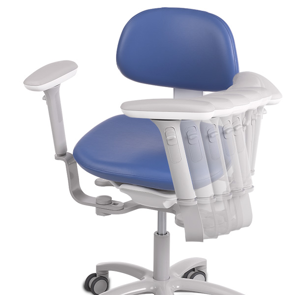 A-dec 500 dental stool with swing out arm rests