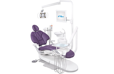 A-dec 400 dental chair with Plum upholstery and A-dec 300 Pro delivery system