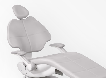 A-dec 500 dental chair with cyan upholstery