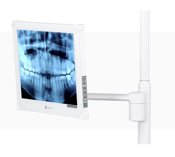 A-dec monitor mount with dental cuspidor